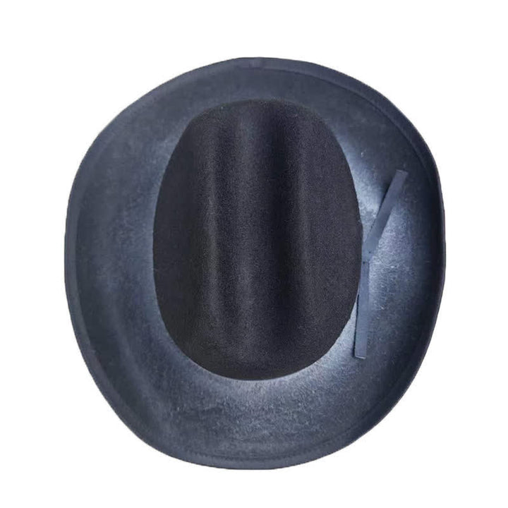 Schwarzer Gealterter Woll-Cowboy-Hut mit Schleife - image 8