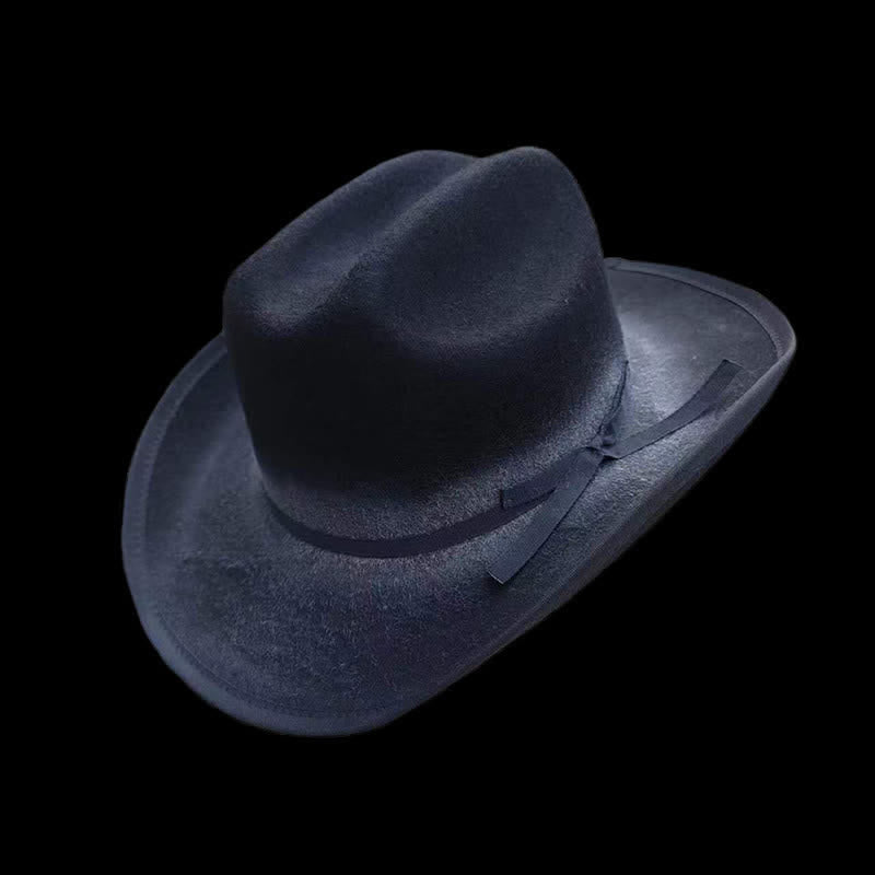Schwarzer Gealterter Woll-Cowboy-Hut mit Schleife - Schwarz - L (23 1/4"-23 5/8") - image 0
