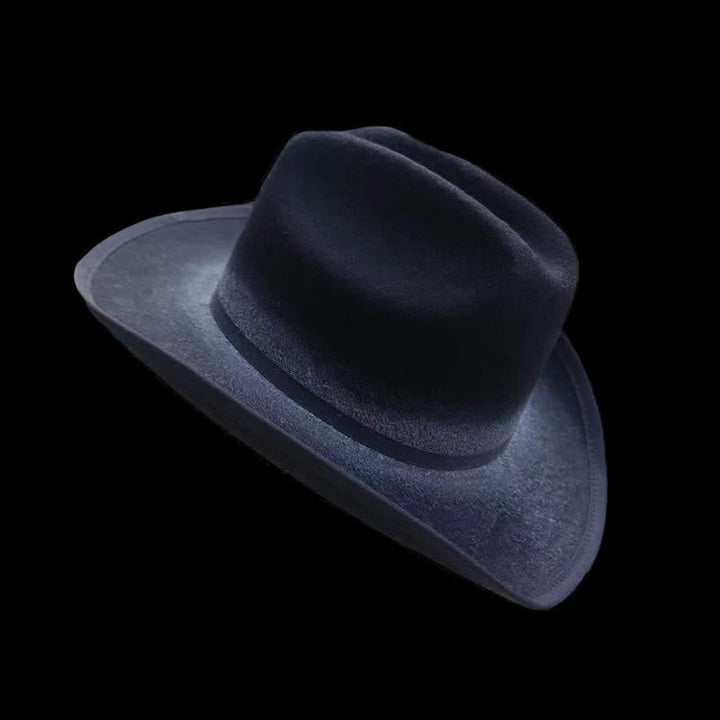 Schwarzer Gealterter Woll-Cowboy-Hut mit Schleife