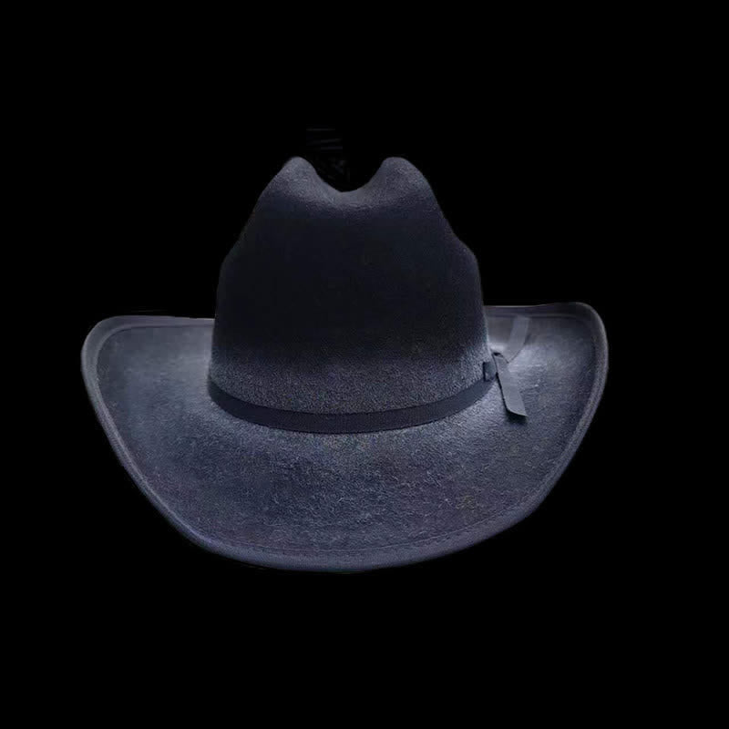 Schwarzer Gealterter Woll-Cowboy-Hut mit Schleife