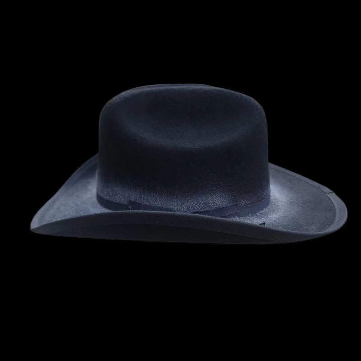 Schwarzer Gealterter Woll-Cowboy-Hut mit Schleife