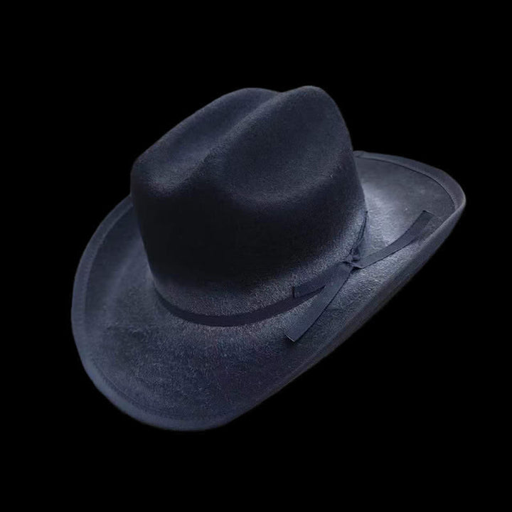 Schwarzer Gealterter Woll-Cowboy-Hut mit Schleife