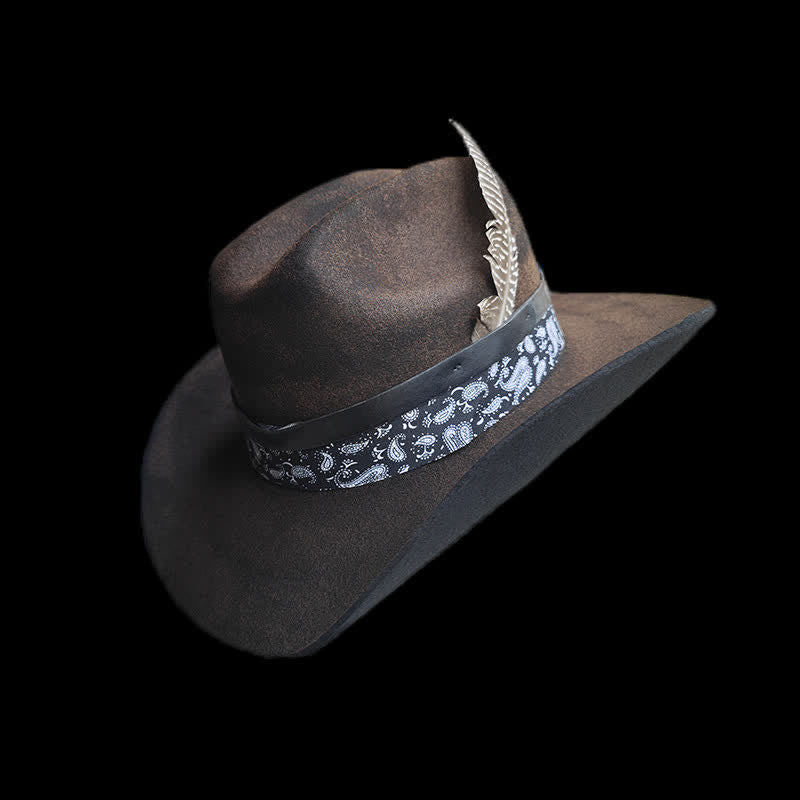 Rock Star Paisley Feder Woll-Cowboyhut - Braun - L (23 1/4"-23 5/8") - image 0