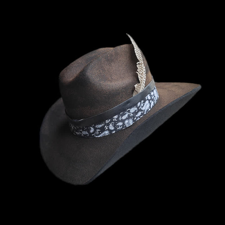 Rock Star Paisley Feder Woll-Cowboyhut - Braun - L (23 1/4"-23 5/8") - image 0