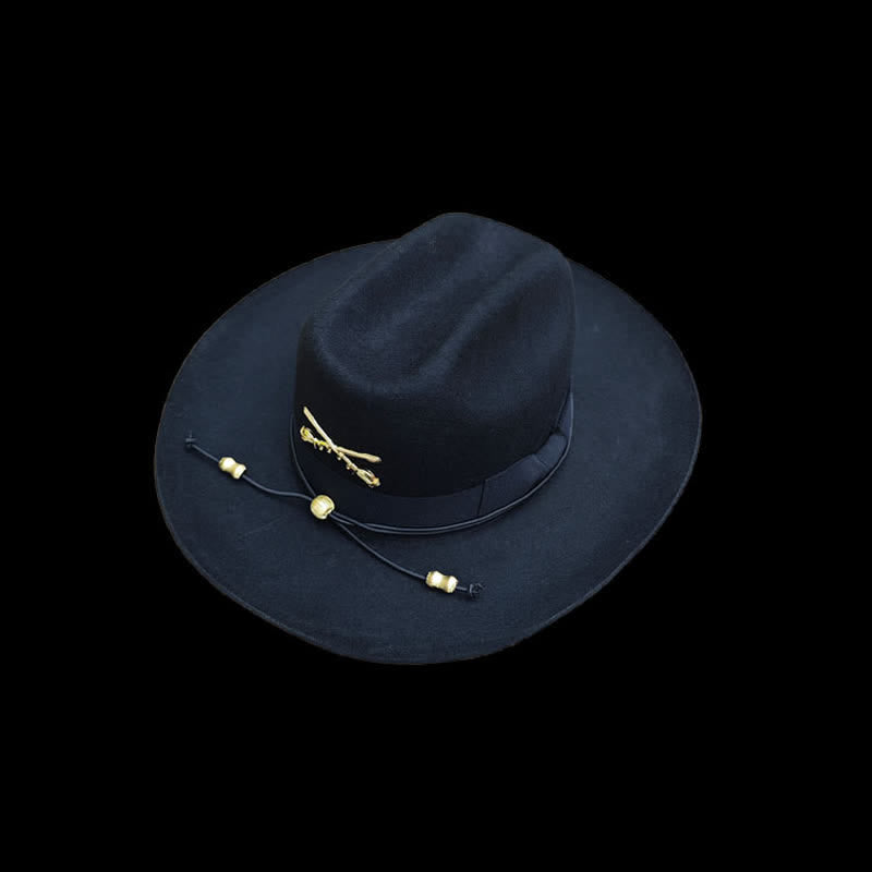 Schwarzer Woll-Cowboyhut mit goldenem Kavalleriedekor - image 1