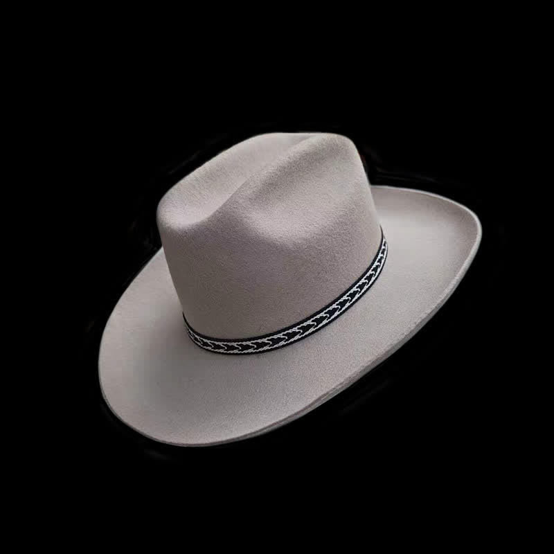 Western Classic Wide Brim Wool Cowboy Hat - Elfenbein - L (23 1/4"-23 5/8") - image 0