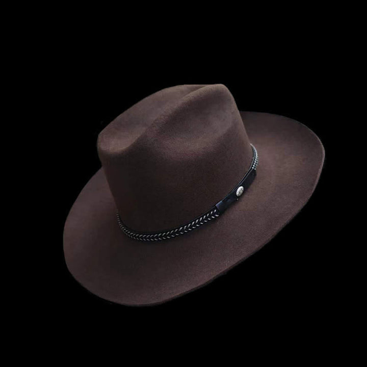 Western Classic Wide Brim Wool Cowboy Hat - Kaffee - L (23 1/4"-23 5/8") - image 2