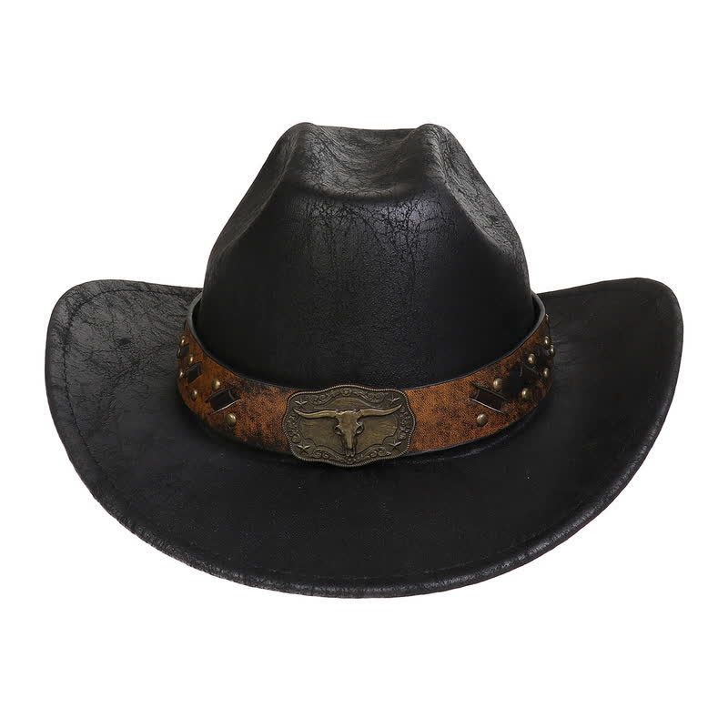 Longhorn Bull Vintage Imitation Leather Crack Cowboy Hat - image 16