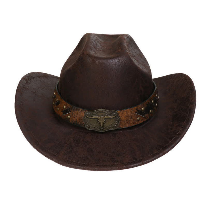 Longhorn Bull Vintage Imitation Leather Crack Cowboy Hat - image 13