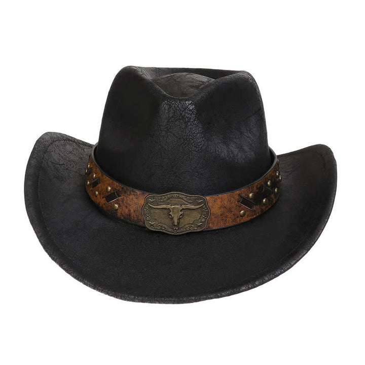 Longhorn Bull Vintage Imitation Leather Crack Cowboy Hat - image 7