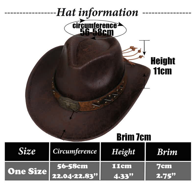 Longhorn Bull Vintage Imitation Leather Crack Cowboy Hat - image 2