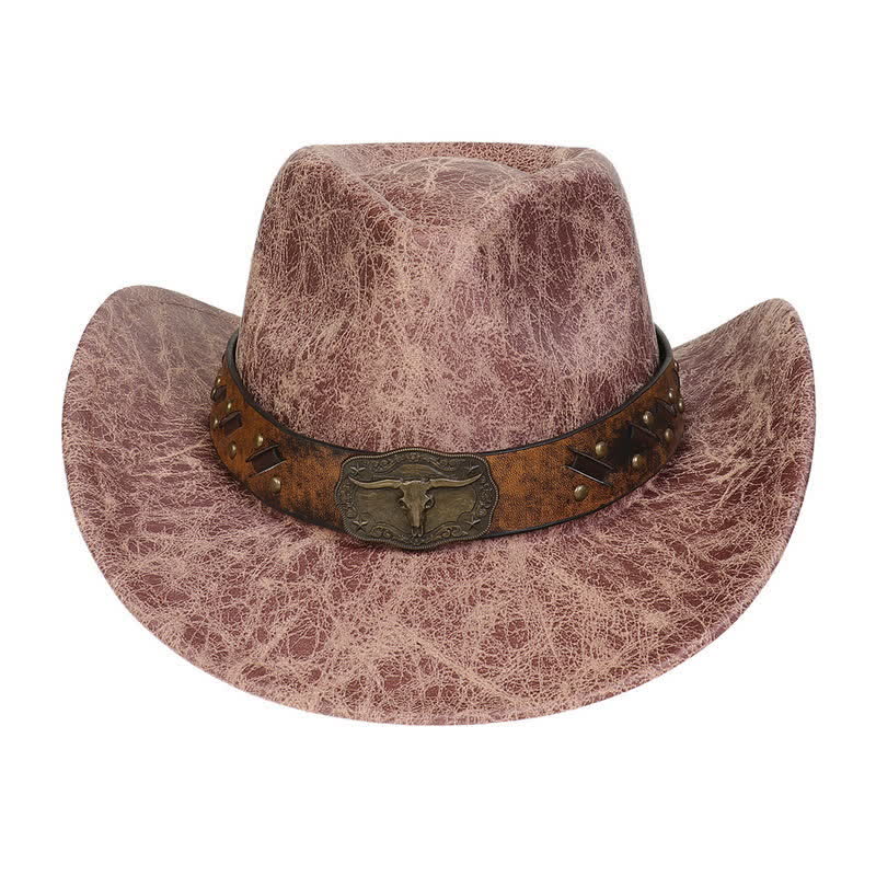 Longhorn Bull Vintage Imitation Leather Crack Cowboy Hat - image 10