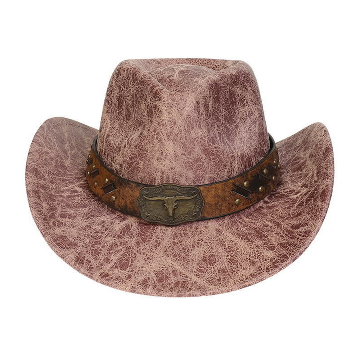 Longhorn Bull Vintage Imitation Leather Crack Cowboy Hat - image 10