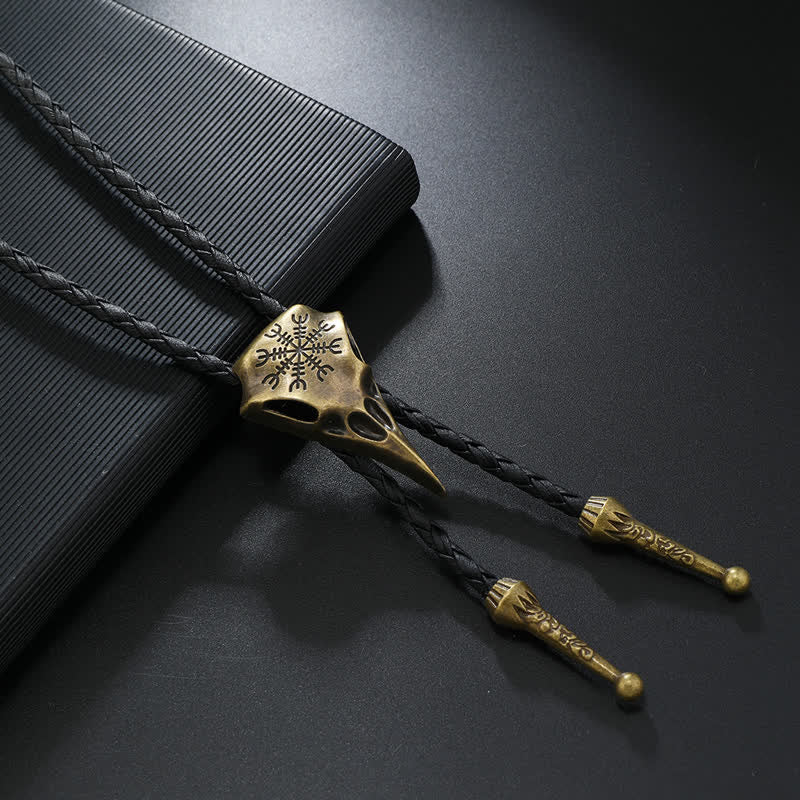Wikinger-Langhalsvogel-Schädelanhänger-Bolo-Krawatte - Antik-Bronze - image 1