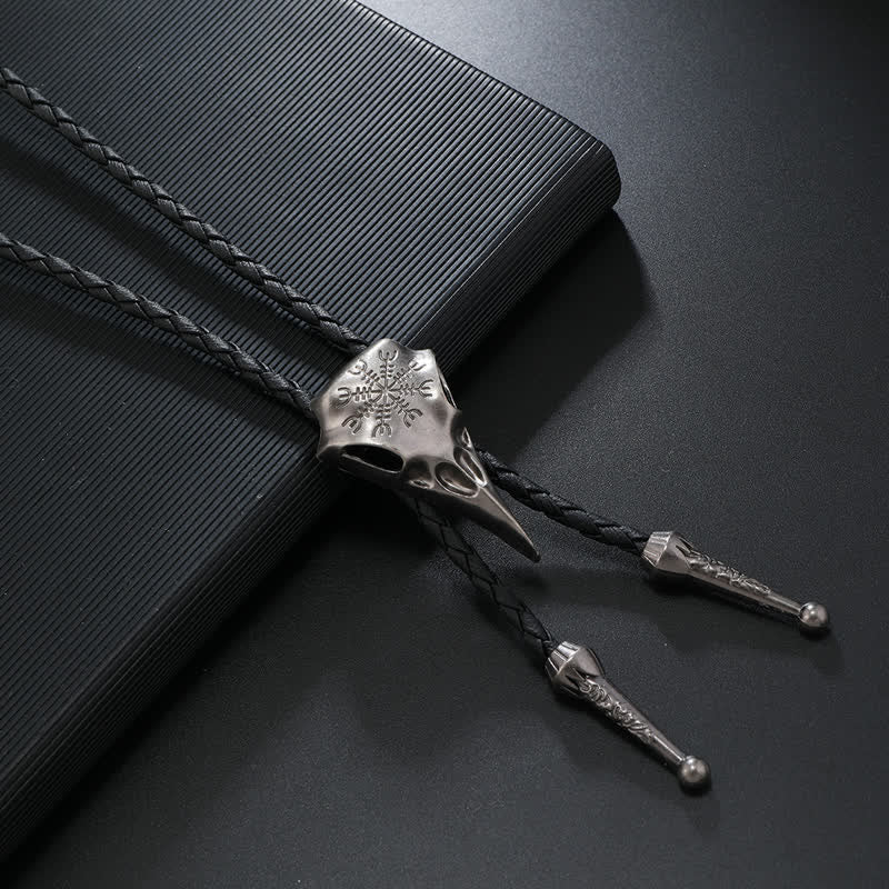 Wikinger-Langhalsvogel-Schädelanhänger-Bolo-Krawatte - Antik-Silber - image 4