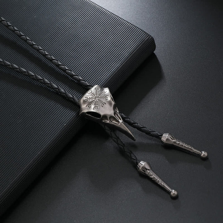 Wikinger-Langhalsvogel-Schädelanhänger-Bolo-Krawatte - Antik-Silber - image 4