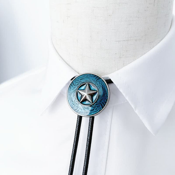 Stilvolle Fünf-Punkte-Stern Blaue Glasur Bolo-Krawatte