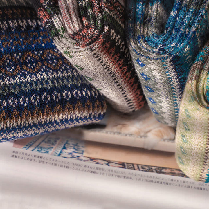 Retro National Style Ethno-gestreifte Socken