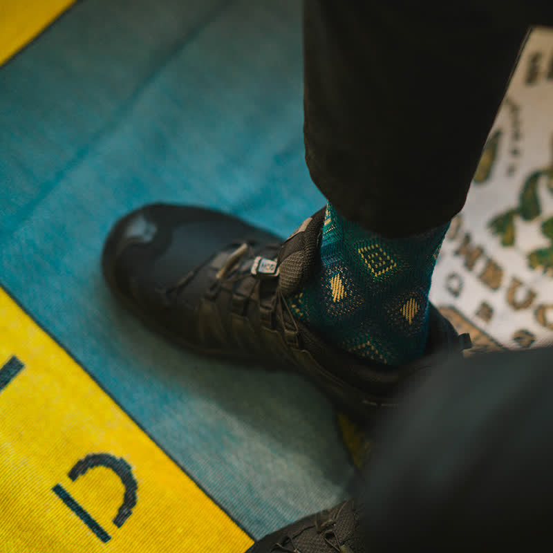 Trendige lustige Mosaik-Diamant-Baumwollsocken