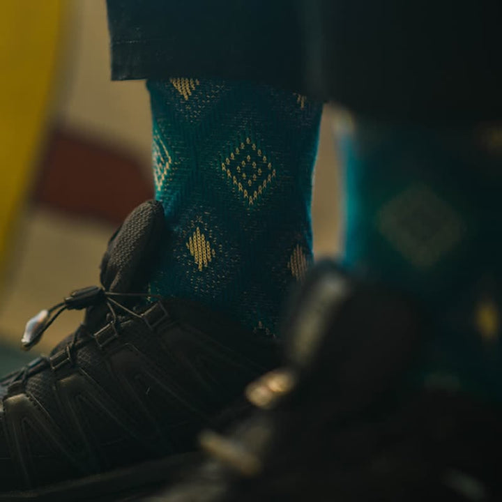 Trendige lustige Mosaik-Diamant-Baumwollsocken
