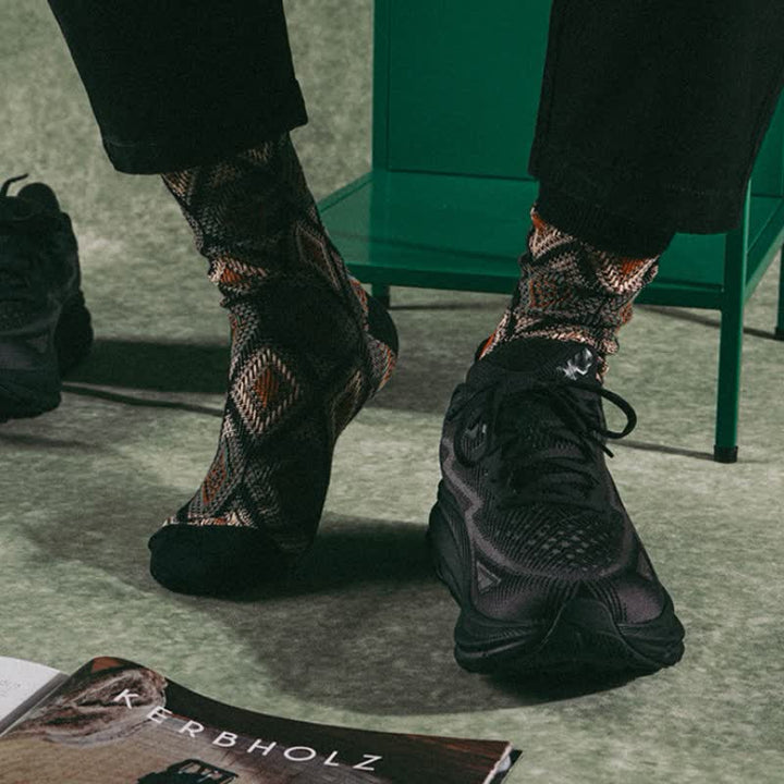Trendige lustige Mosaik-Diamant-Baumwollsocken