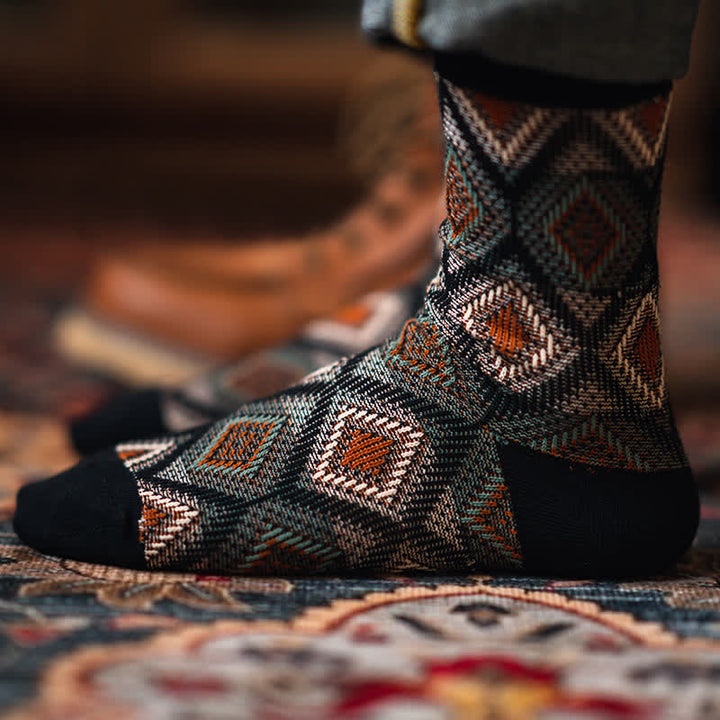 Trendige lustige Mosaik-Diamant-Baumwollsocken