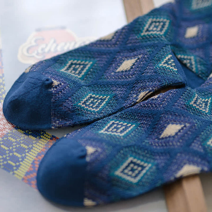 Trendige lustige Mosaik-Diamant-Baumwollsocken