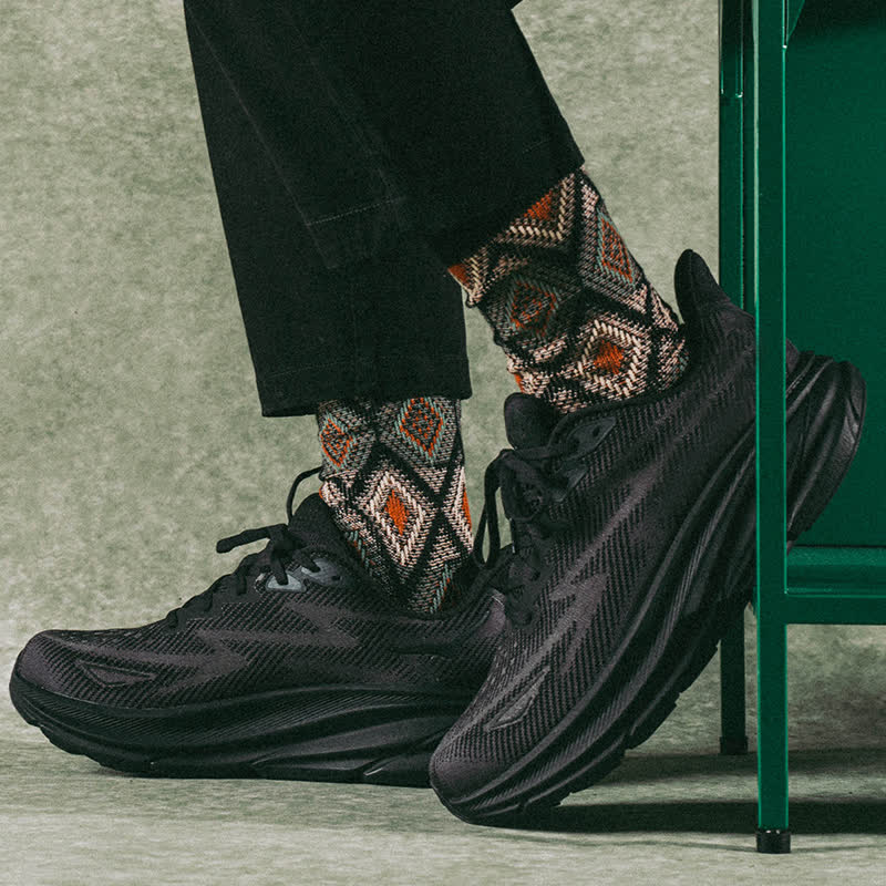 Trendige lustige Mosaik-Diamant-Baumwollsocken
