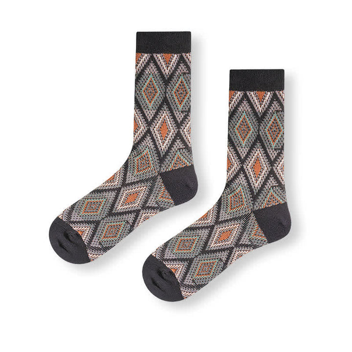 Trendige lustige Mosaik-Diamant-Baumwollsocken