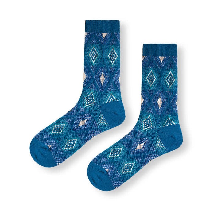 Trendige lustige Mosaik-Diamant-Baumwollsocken