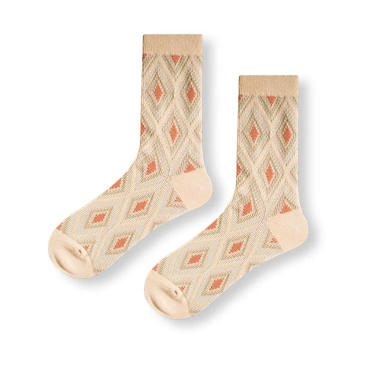 Trendige lustige Mosaik-Diamant-Baumwollsocken