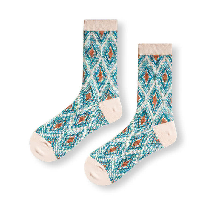 Trendige lustige Mosaik-Diamant-Baumwollsocken