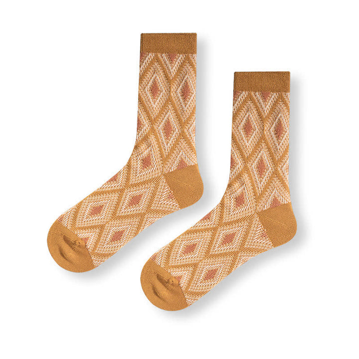 Trendige lustige Mosaik-Diamant-Baumwollsocken