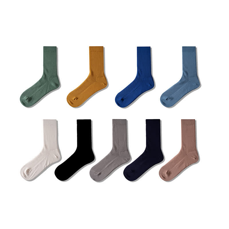 Gemütliche Herren-Baumwollsocken in Unitönen mit Rippenmuster