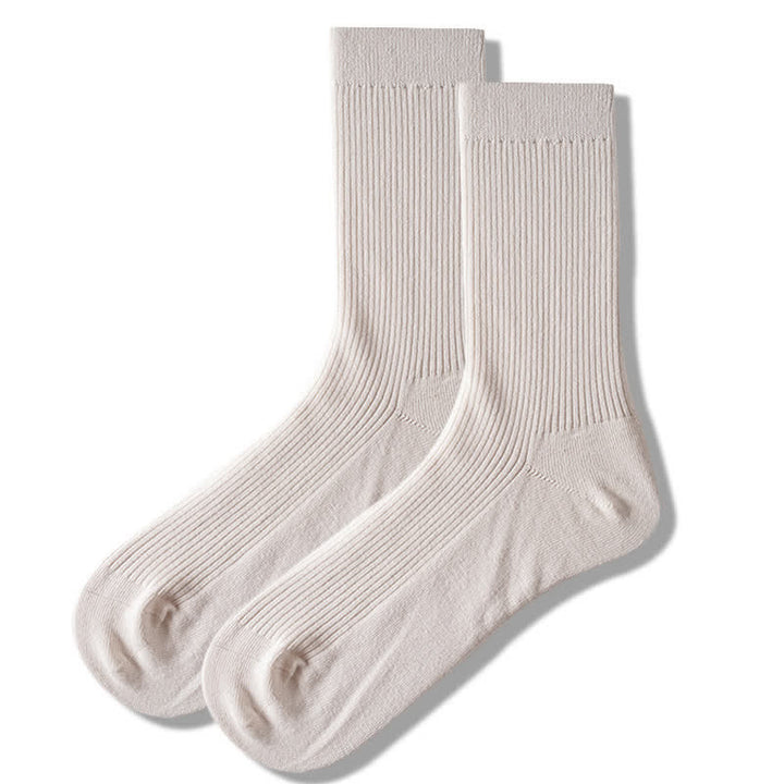 Gemütliche Herren-Baumwollsocken in Unitönen mit Rippenmuster