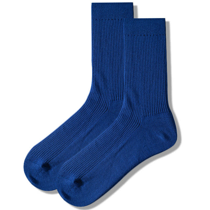 Gemütliche Herren-Baumwollsocken in Unitönen mit Rippenmuster