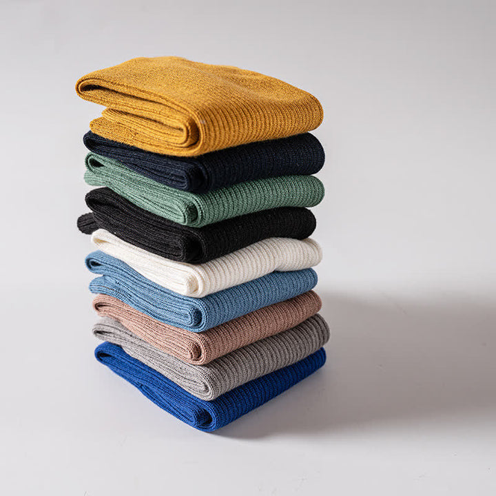 Gemütliche Herren-Baumwollsocken in Unitönen mit Rippenmuster
