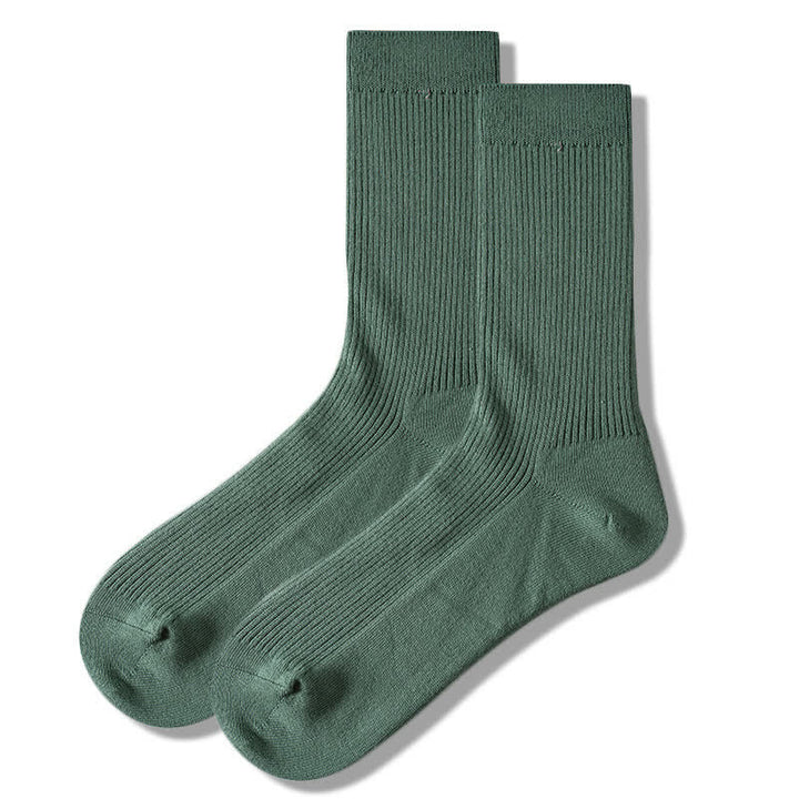 Gemütliche Herren-Baumwollsocken in Unitönen mit Rippenmuster