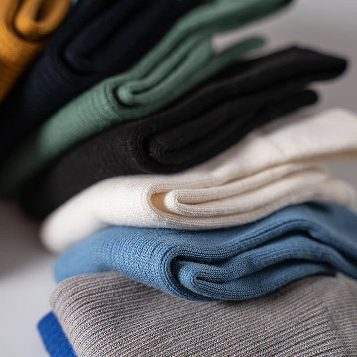 Gemütliche Herren-Baumwollsocken in Unitönen mit Rippenmuster