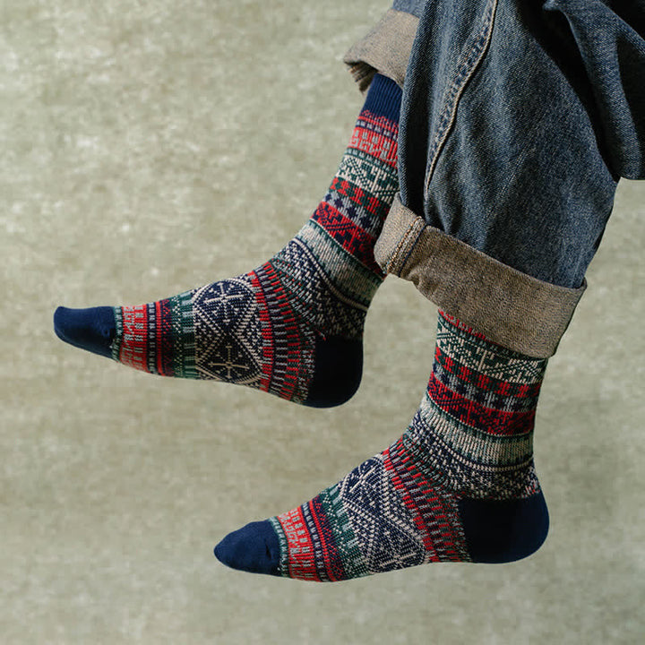 Baumwollsocken mit geometrischen Mustern im Vintage-Stil