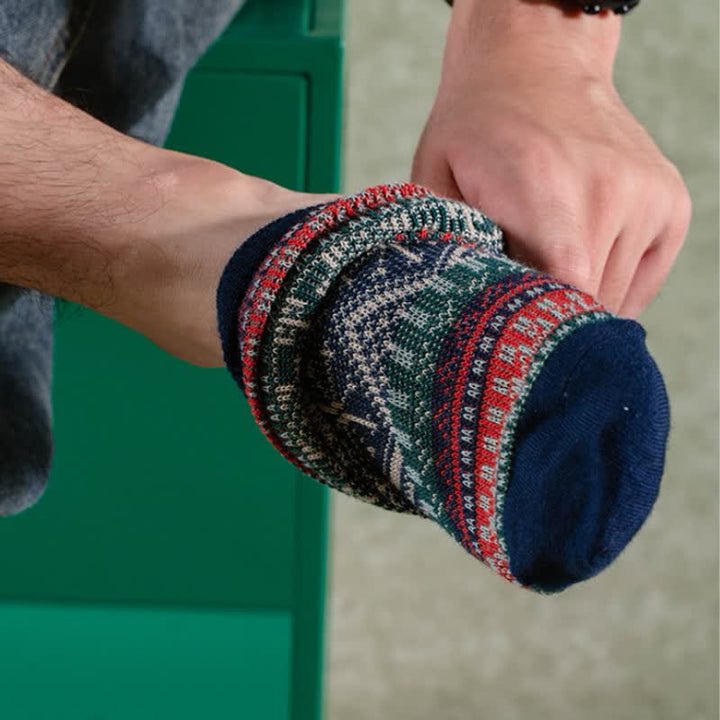 Baumwollsocken mit geometrischen Mustern im Vintage-Stil
