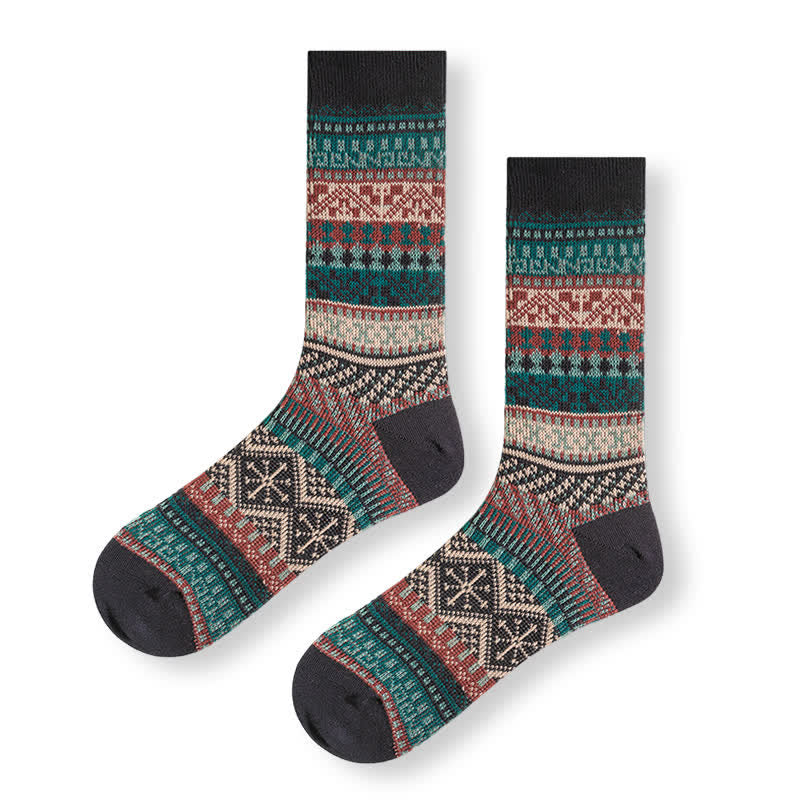 Baumwollsocken mit geometrischen Mustern im Vintage-Stil