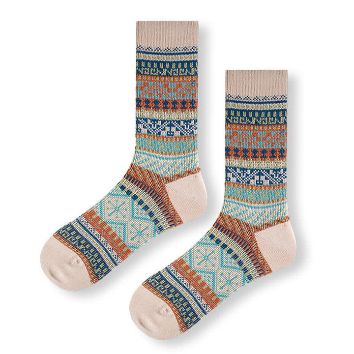 Baumwollsocken mit geometrischen Mustern im Vintage-Stil