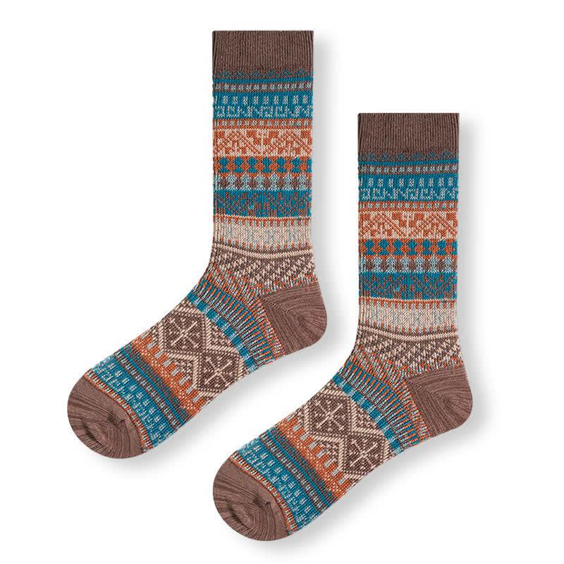 Baumwollsocken mit geometrischen Mustern im Vintage-Stil