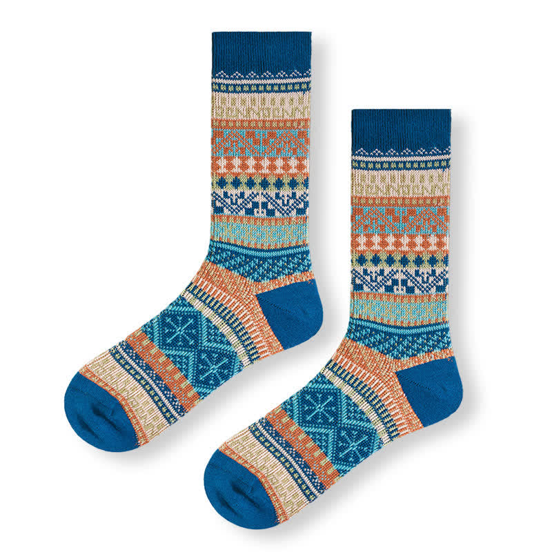 Baumwollsocken mit geometrischen Mustern im Vintage-Stil