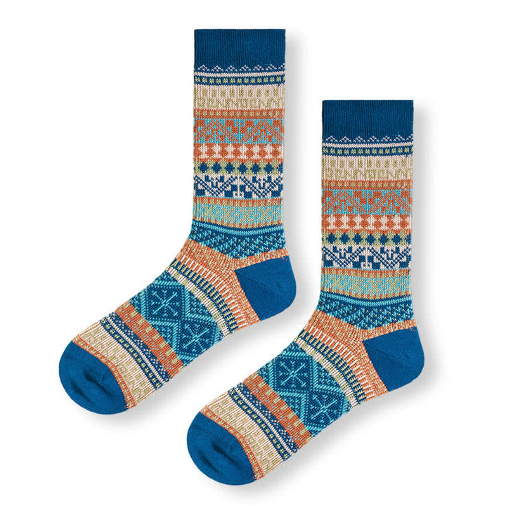 Baumwollsocken mit geometrischen Mustern im Vintage-Stil
