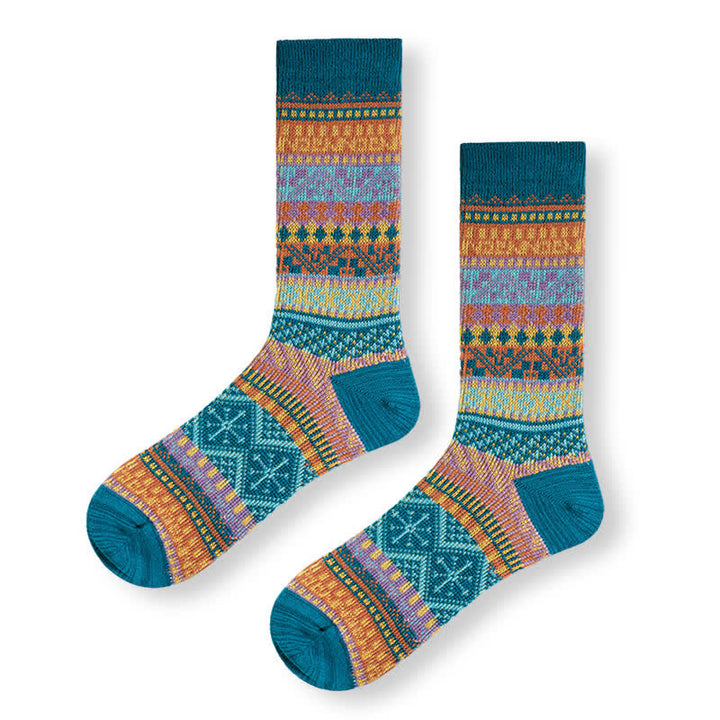 Baumwollsocken mit geometrischen Mustern im Vintage-Stil