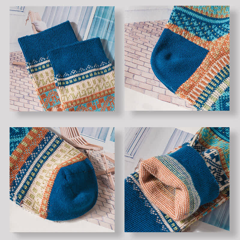Baumwollsocken mit geometrischen Mustern im Vintage-Stil