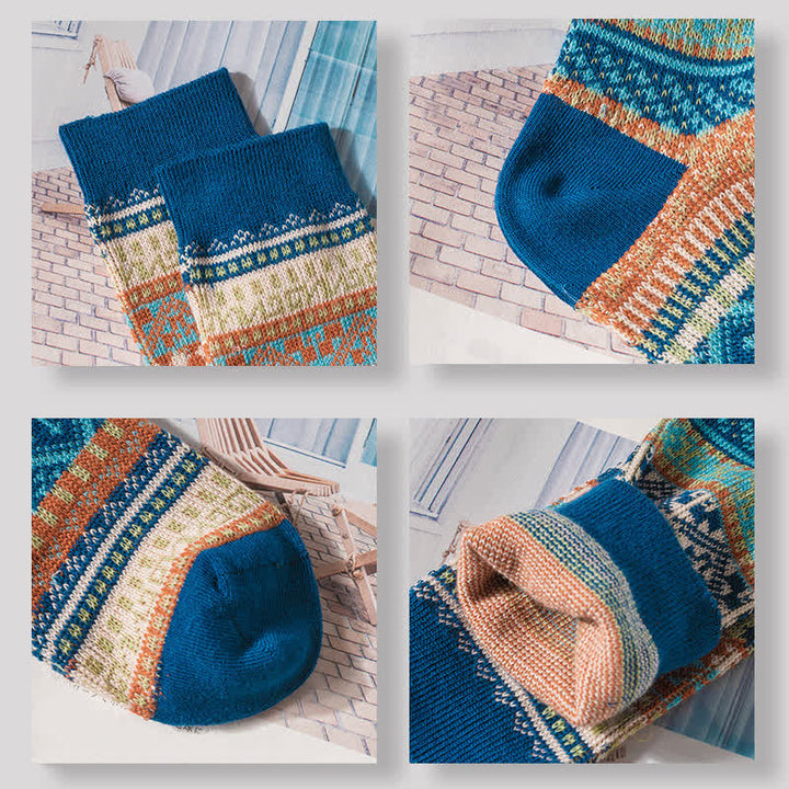 Baumwollsocken mit geometrischen Mustern im Vintage-Stil