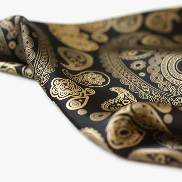 Schwarz Gold Luxus Paisley Halstuch mit Halstuch-Schnalle